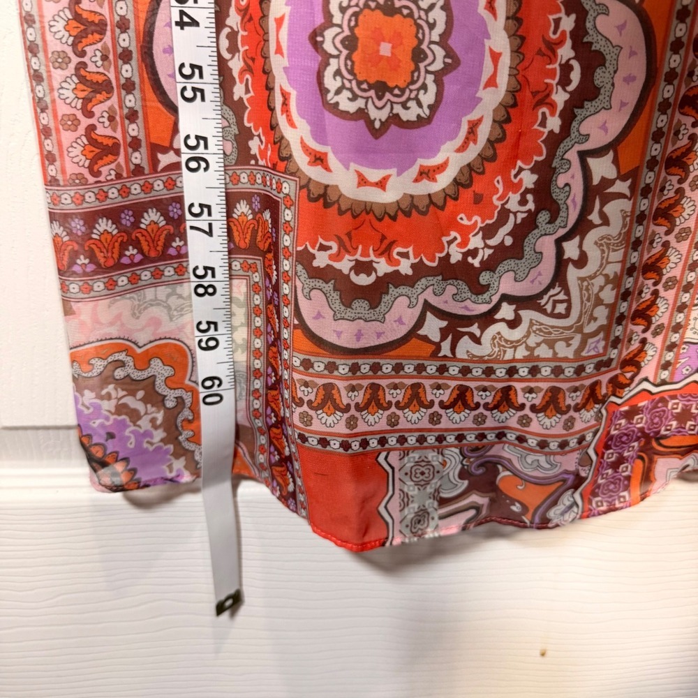 Metaphor Orange Paisley Print Maxi Dress Spaghetti Strap Tie Waist Size 14 - Picture 7 of 8